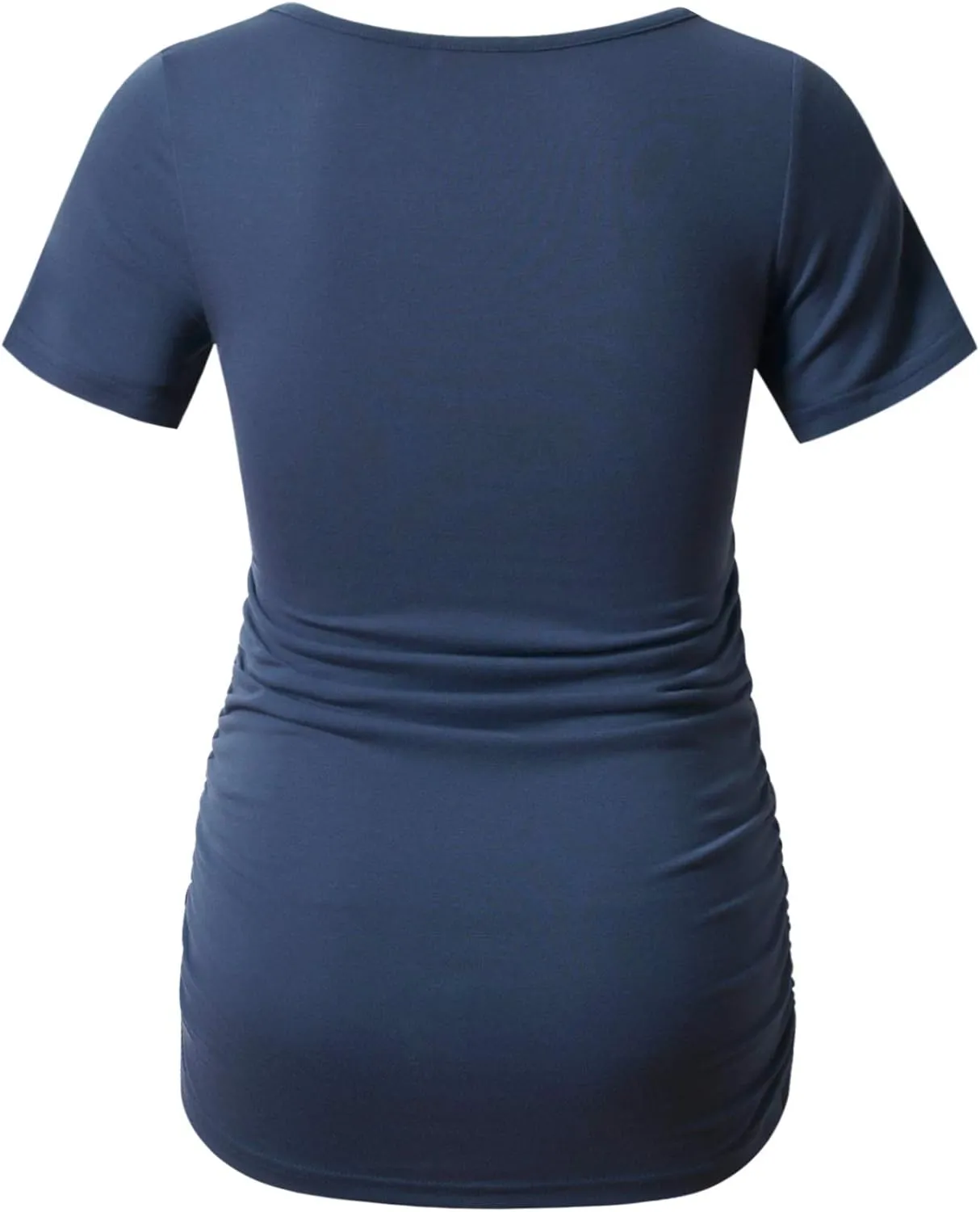 DEBELLY Maternity Shirts Short Sleeve Tops Black Shirts Footprints Pregnancy Ruched Sides Casual Shirt