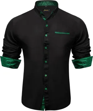 DiBanGu Men's Dress Shirts Long Sleeve Inner Contrast Formal Business Shirt Cotton Casual Button Down Shirts with Pocket
