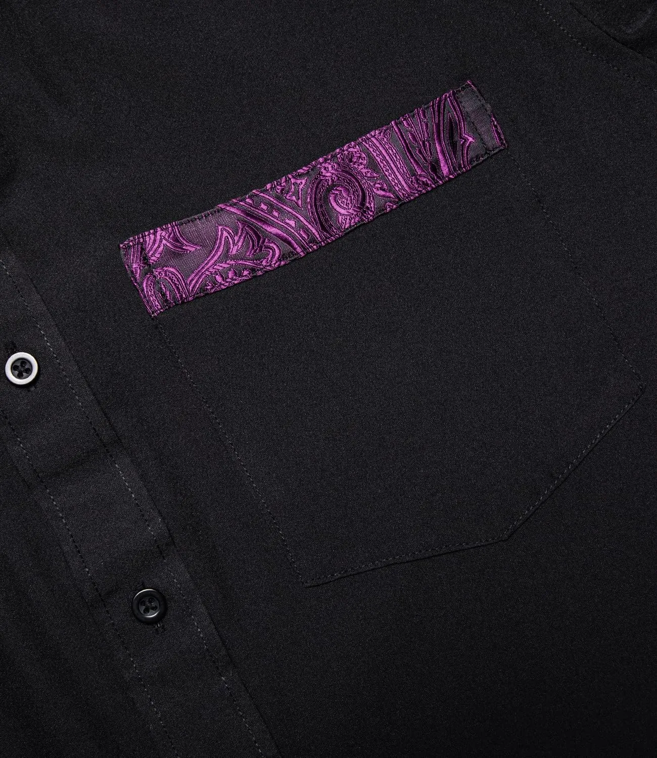DiBanGu Men's Paisley Dress Shirts Long Sleeve Button Down Inner Contrast Casual Business Shirt with Collar Pin