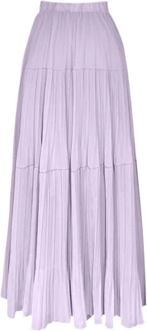 Elegant Maxi Skirts for Women 2025 Ruffle Long Flowy Swing Chiffon Elastic Waist Tiered A Line Skirt Loose Fit