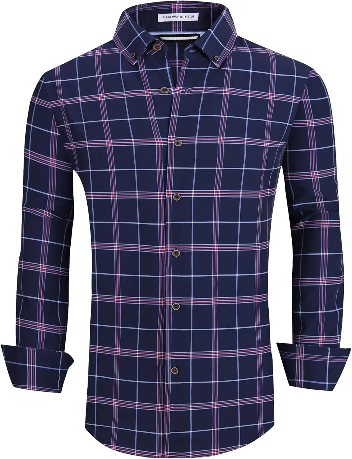 Esabel.C Mens Dress Shirts Wrinkle Free Button Down Shirts Long Sleeve Regular Fit Print Business Shirt