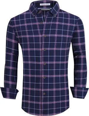 Esabel.C Mens Dress Shirts Wrinkle Free Button Down Shirts Long Sleeve Regular Fit Print Business Shirt