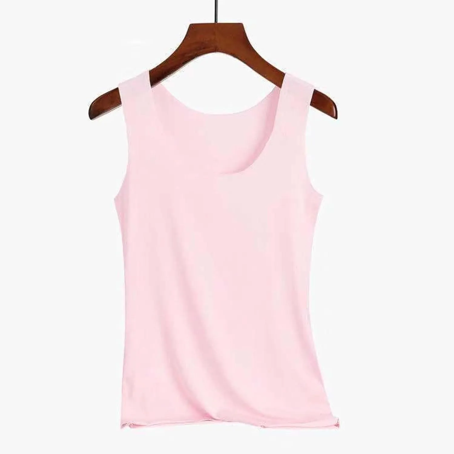 HGps8w 2-Pack Women's Ice Silk Tank Top Summer Basic Seamless Crew Neck Sleeveless Undershirt Casual Camisole Tanks