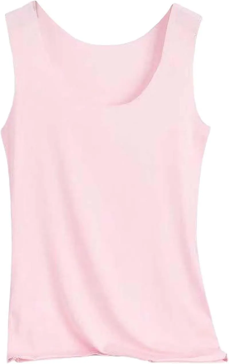 HGps8w 2-Pack Women's Ice Silk Tank Top Summer Basic Seamless Crew Neck Sleeveless Undershirt Casual Camisole Tanks