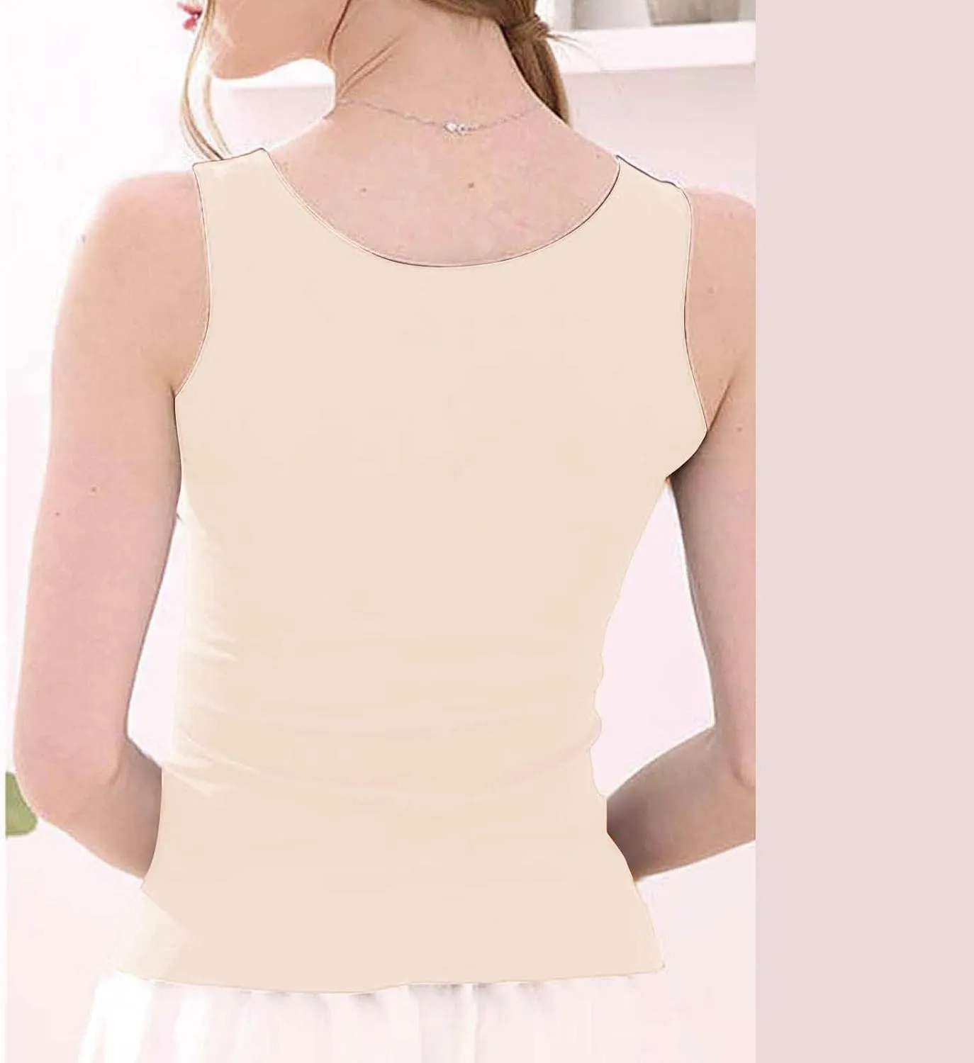 HGps8w 3-Pack Women's Sleeveless Ice Silk Tank Top Summer Basic Seamless Round Neck Undershirt Casual Camisole Tanks