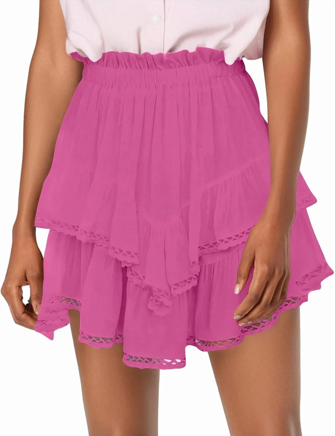 High Waisted Skirts for Women Trendy Summer Asymmetrical Hem Flowy Boho Cute Dress