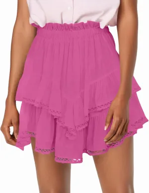 High Waisted Skirts for Women Trendy Summer Asymmetrical Hem Flowy Boho Cute Dress
