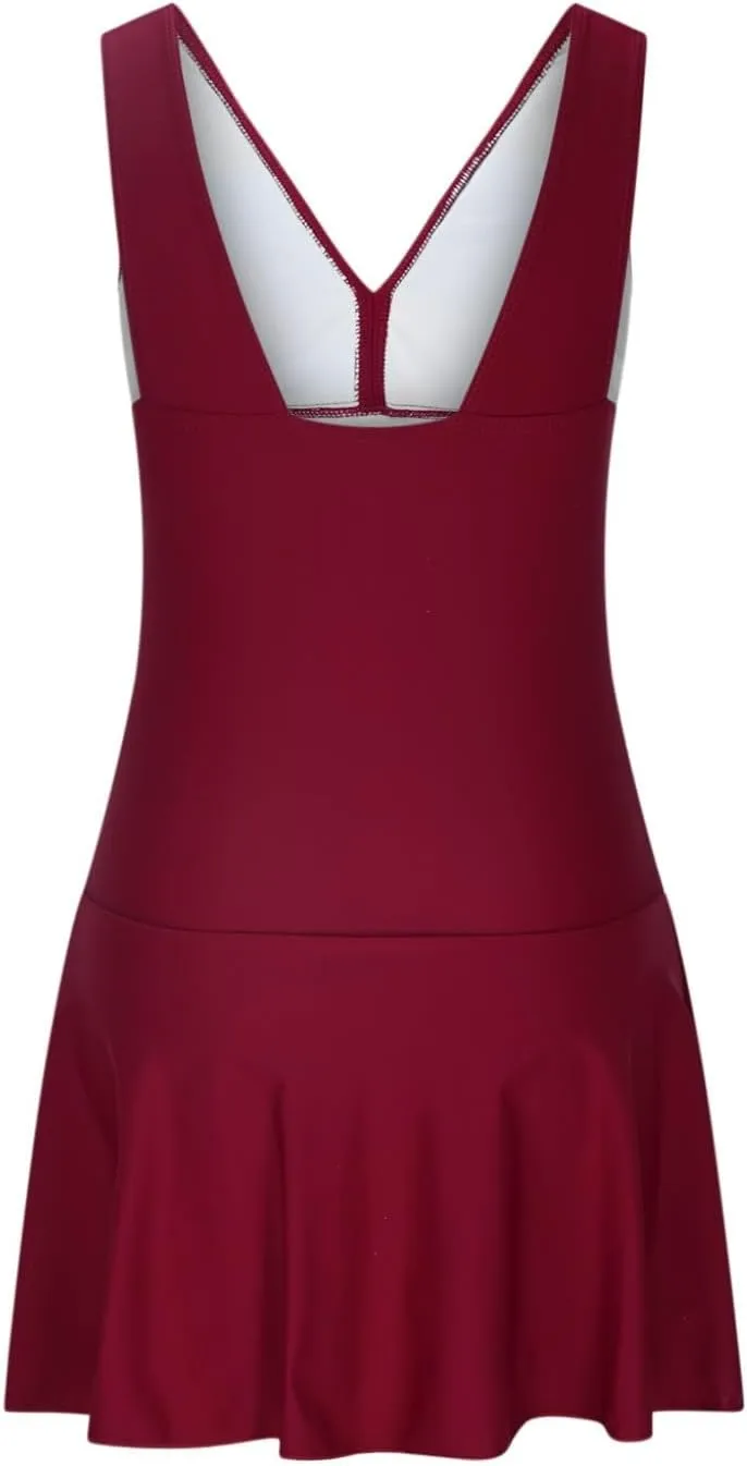 hlysgo One Piece Swimwear for Women Tummy Control V Neck Bathing Suit Backless Swim Dress Full Coverage Monokini Swimwear