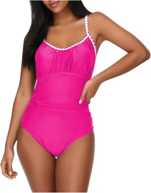 hlysgo Swimming Suits for Women One Piece Swimsuit Tummy Control Modest Bathing Suits 2025 Trendy Spaghetti Straps Swimwear