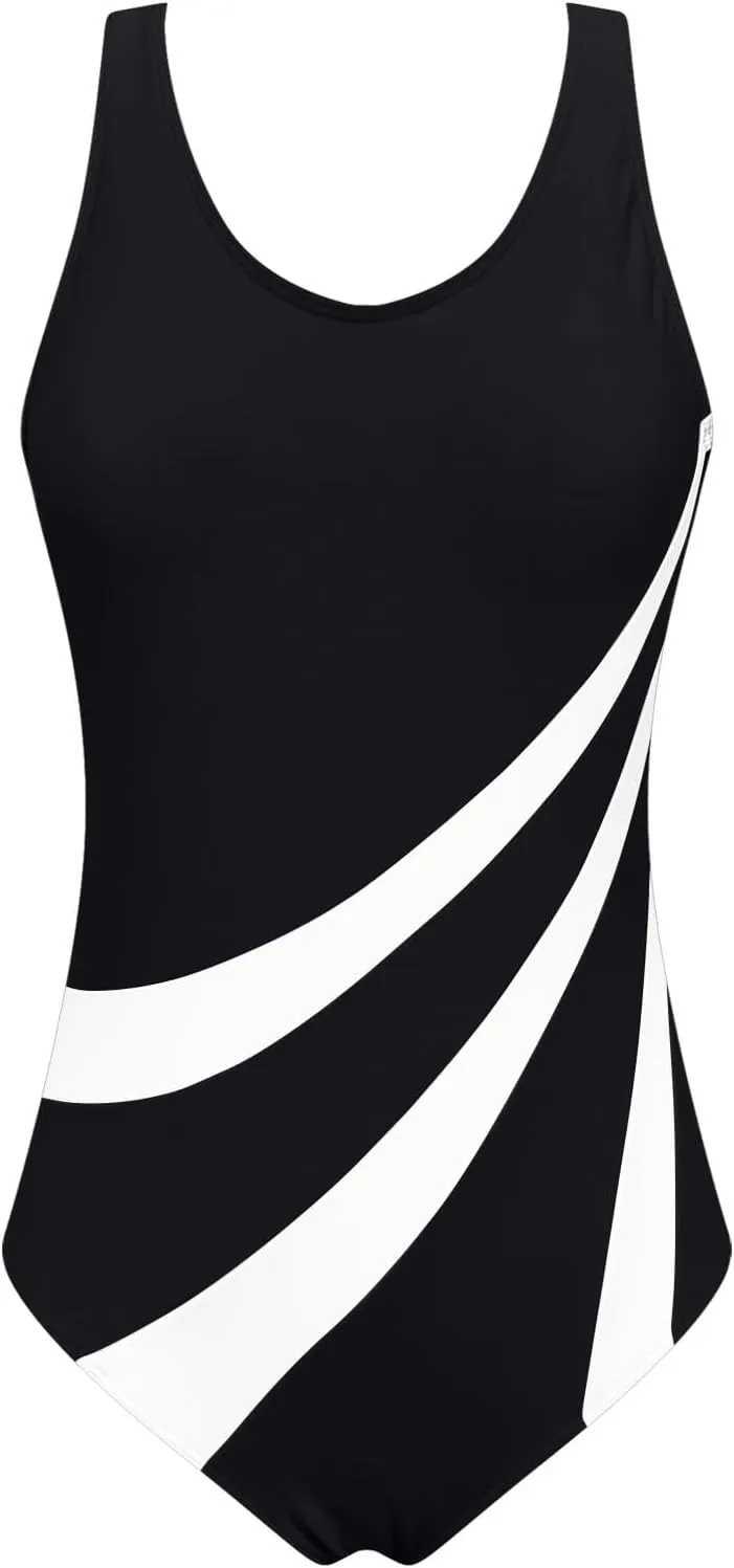 hlysgo Womens One Piece Swimsuits Tummy Control Modest Swimwear 2025 Trendy Solid Backless Athletic Bathing Suits for Ladies