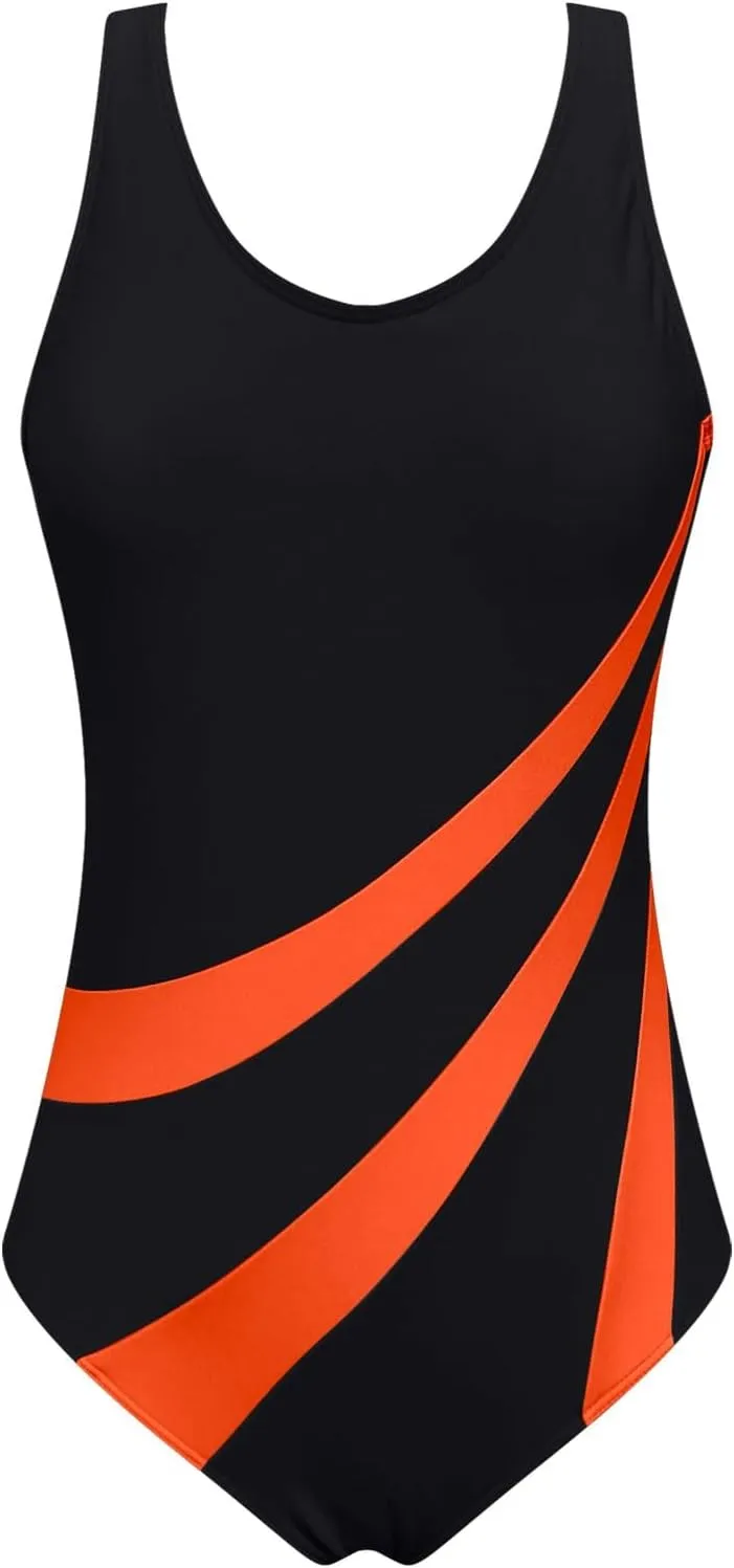hlysgo Womens One Piece Swimsuits Tummy Control Modest Swimwear 2025 Trendy Solid Backless Athletic Bathing Suits for Ladies