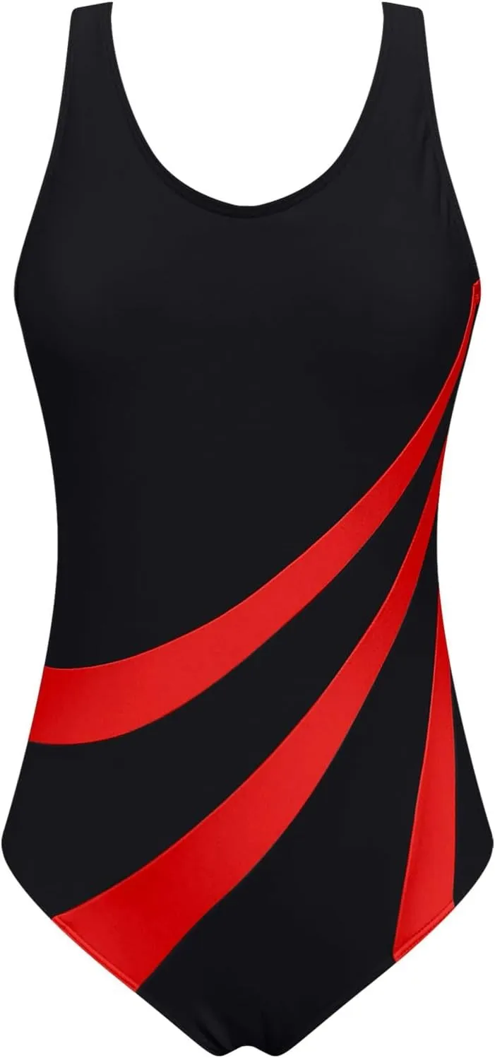 hlysgo Womens One Piece Swimsuits Tummy Control Modest Swimwear 2025 Trendy Solid Backless Athletic Bathing Suits for Ladies