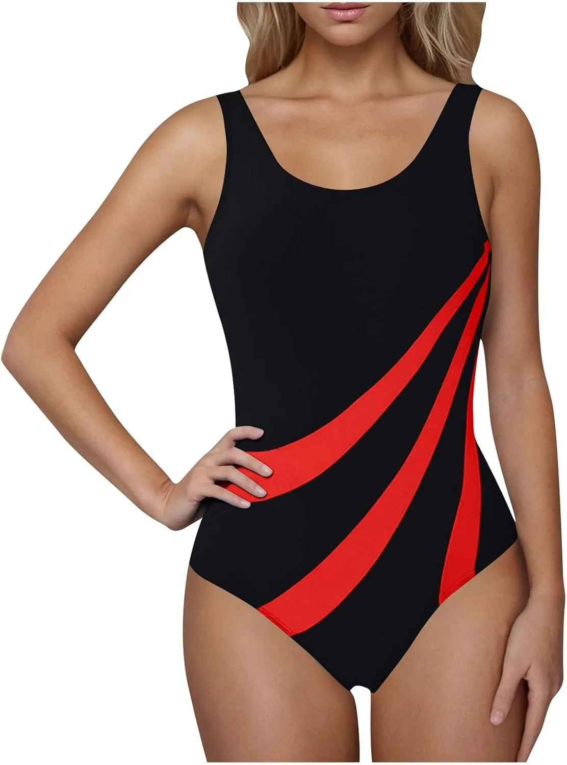 hlysgo Womens One Piece Swimsuits Tummy Control Modest Swimwear 2025 Trendy Solid Backless Athletic Bathing Suits for Ladies
