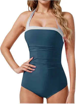 hlysgo Womens Tummy Control Swimsuits One Piece Bathing Suits Sexy Backless Swim Suits Athletic Modest 1 Piece Swimwear