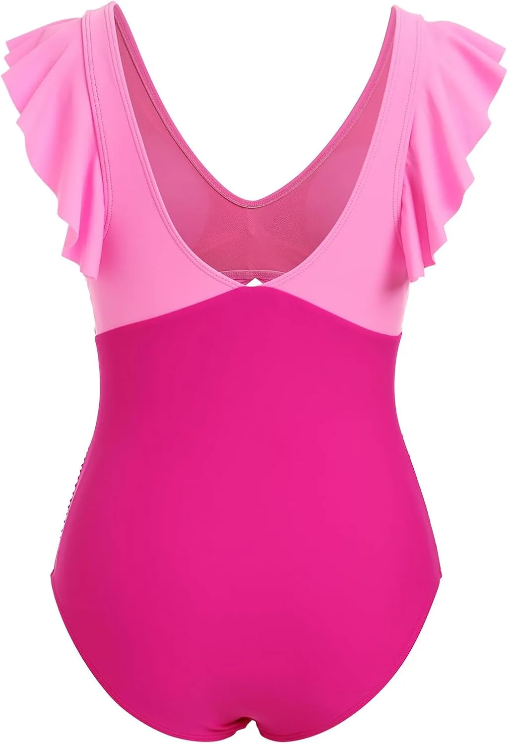 IKADEX Women Cutout One Piece Swimsuit Ruffle Cross V-Neck Backless Tummy Control Vintage Swimwear