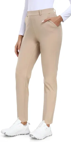 IUGA Stretchy Work Pants for Women 7/8 Ankle Golf Pants Pull On Business Casual Travel Dress Pants with Pockets Petite
