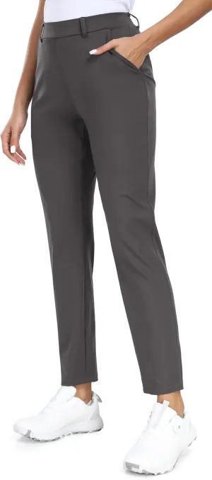 IUGA Stretchy Work Pants for Women 7/8 Ankle Golf Pants Pull On Business Casual Travel Dress Pants with Pockets Petite