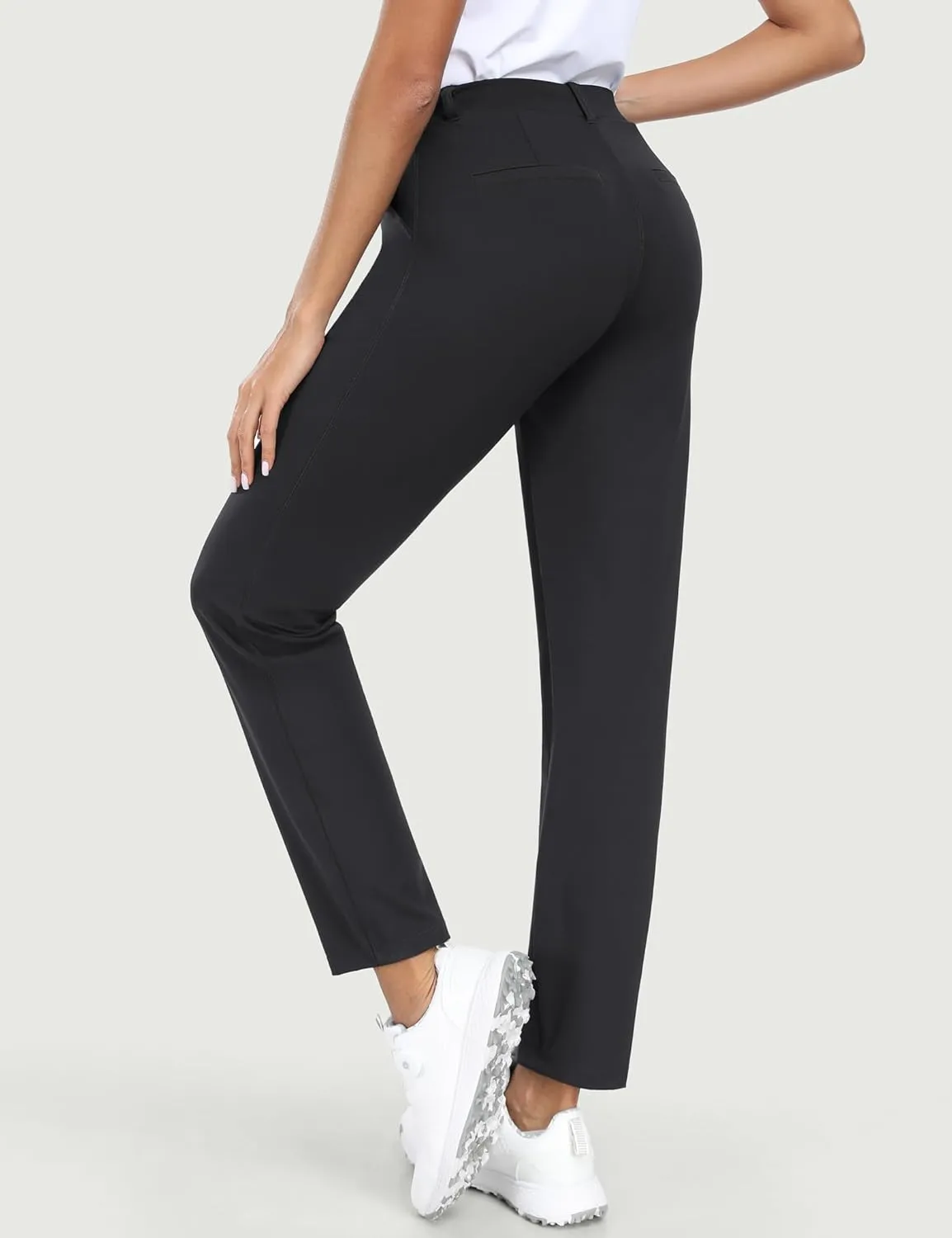 IUGA Stretchy Work Pants for Women 7/8 Ankle Golf Pants Pull On Business Casual Travel Dress Pants with Pockets Petite
