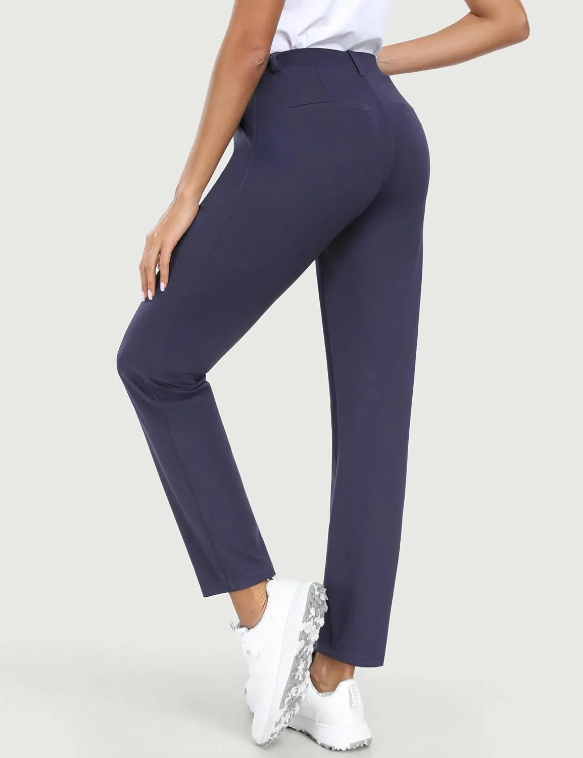 IUGA Stretchy Work Pants for Women 7/8 Ankle Golf Pants Pull On Business Casual Travel Dress Pants with Pockets Petite
