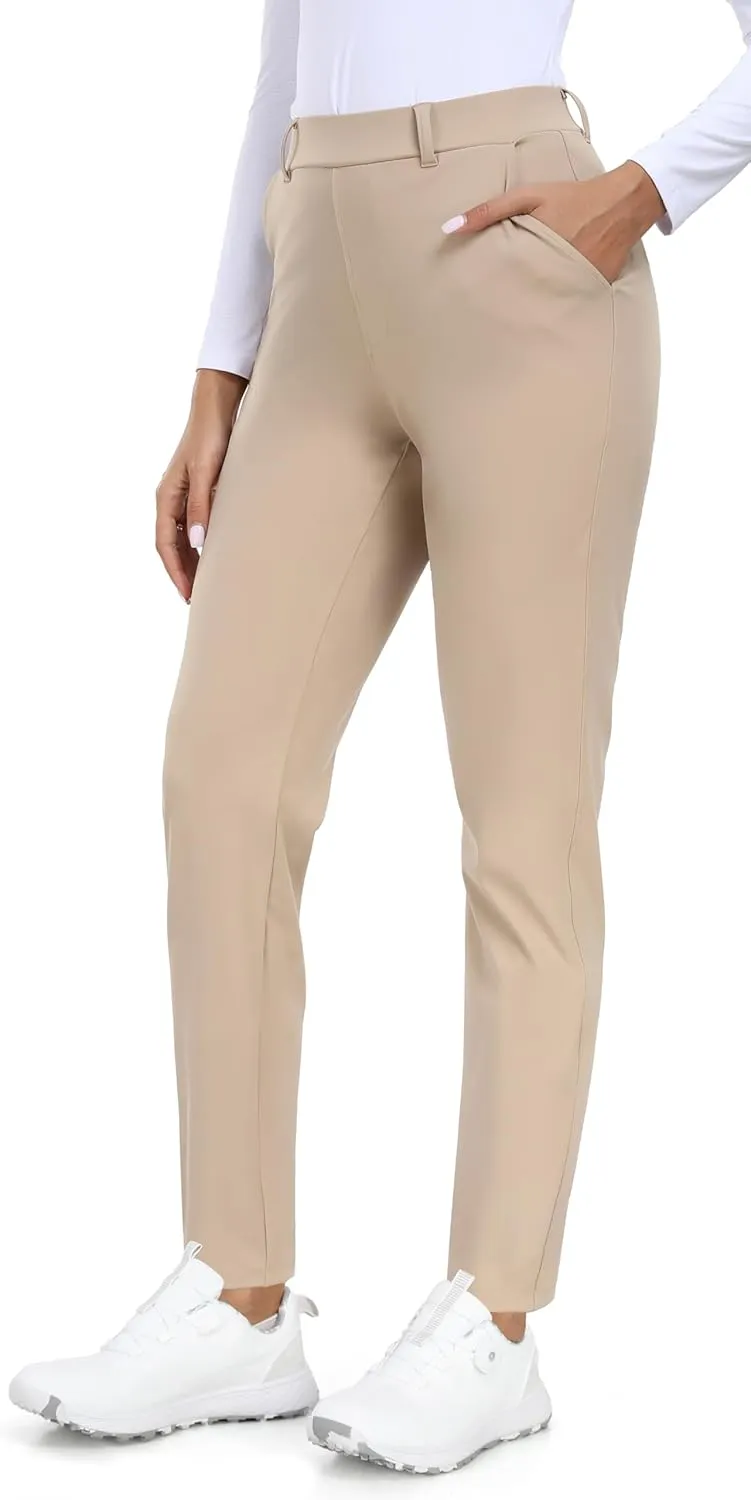 IUGA Stretchy Work Pants for Women 7/8 Ankle Golf Pants Pull On Business Casual Travel Dress Pants with Pockets Petite