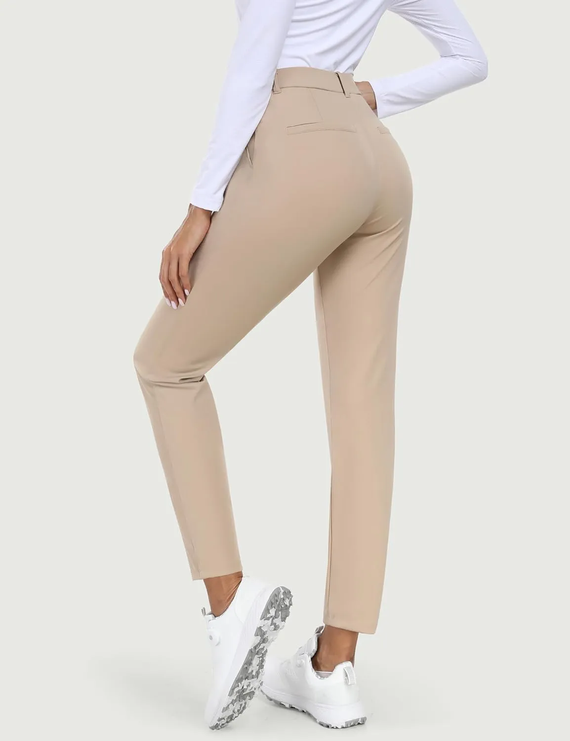 IUGA Stretchy Work Pants for Women 7/8 Ankle Golf Pants Pull On Business Casual Travel Dress Pants with Pockets Petite
