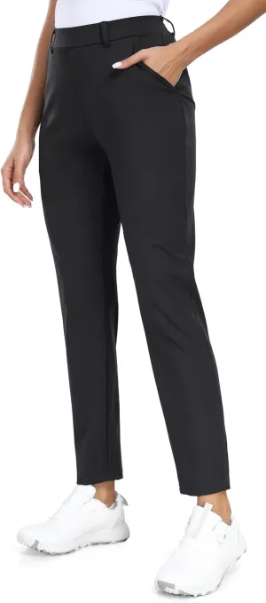 IUGA Stretchy Work Pants for Women 7/8 Ankle Golf Pants Pull On Business Casual Travel Dress Pants with Pockets Petite