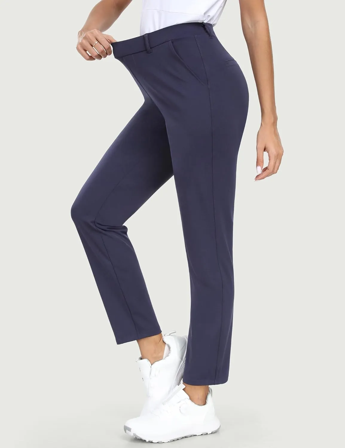 IUGA Stretchy Work Pants for Women 7/8 Ankle Golf Pants Pull On Business Casual Travel Dress Pants with Pockets Petite