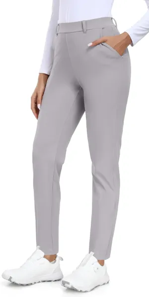 IUGA Stretchy Work Pants for Women 7/8 Ankle Golf Pants Pull On Business Casual Travel Dress Pants with Pockets Petite
