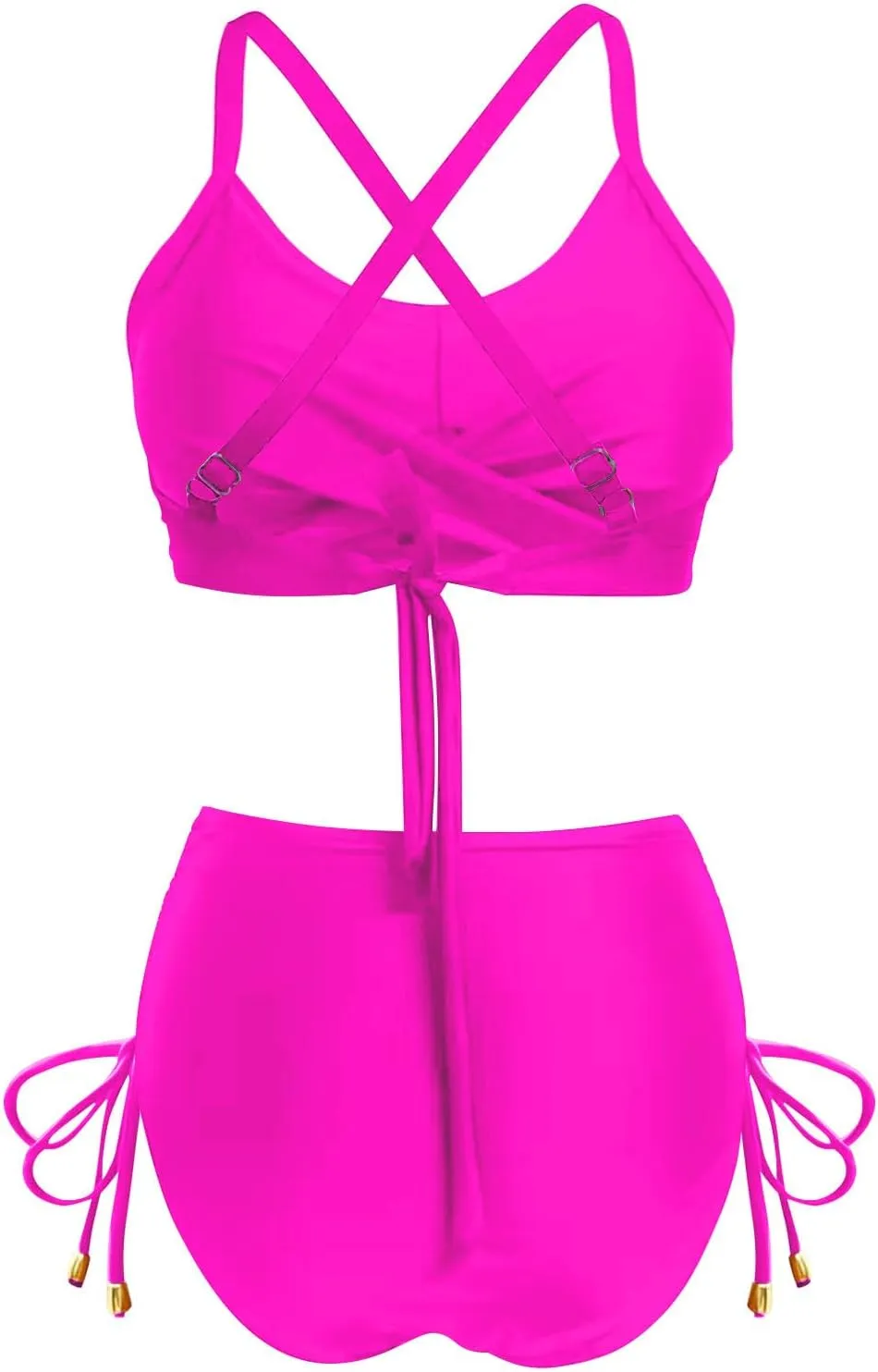 jsaierl Bikini Sets for Women Sexy Push Up Front Twist 2 Piece Swimsuits High Cut Ruched Side Tie Bathing Suits with Bottom