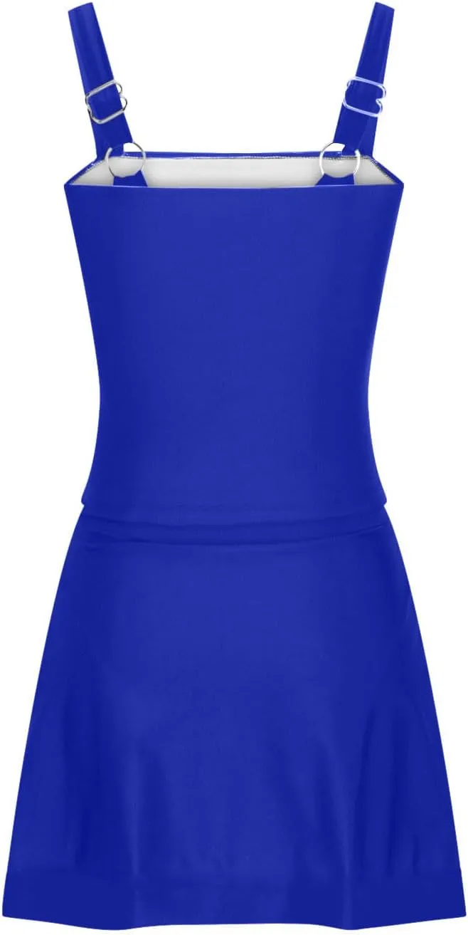 jsaierl Swimdress for Women 2 Piece Bathing Suits Adjustable Strap Ruched Tummy Control Swimwear Solid Swim Tank with Skirts