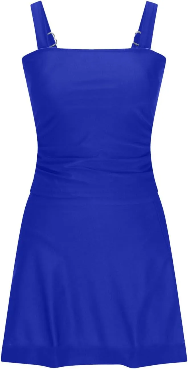 jsaierl Swimdress for Women 2 Piece Bathing Suits Adjustable Strap Ruched Tummy Control Swimwear Solid Swim Tank with Skirts