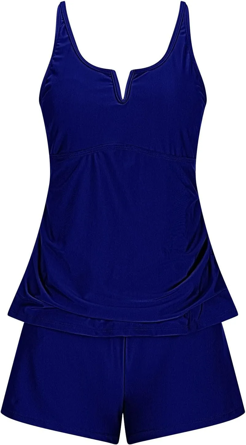 jsaierl Tankini Swimsuits for Women 2025 Athletic Swimwear Slimming Tummy Control Ruched 2 Piece Bating Suits Beachwear