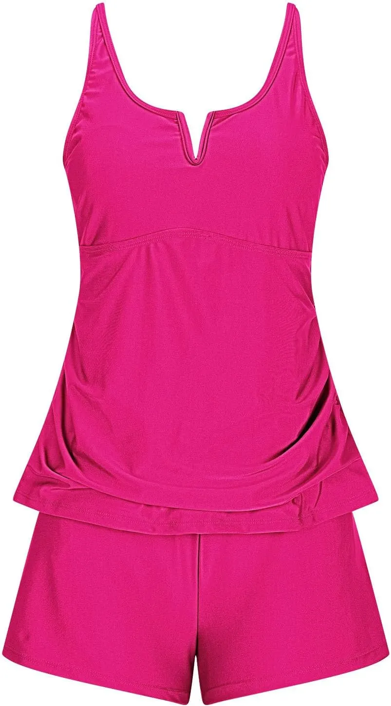 jsaierl Tankini Swimsuits for Women 2025 Athletic Swimwear Slimming Tummy Control Ruched 2 Piece Bating Suits Beachwear