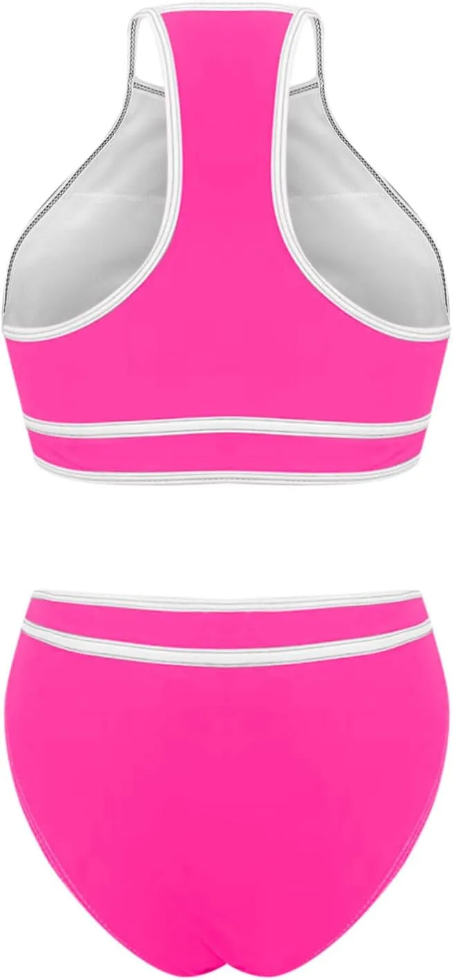 jsaierl Women's Bikini Sets Trendy Color Block Two Piece Bathing Suits High Waisted Tummy Control Swimsuits 2025 Beachwear
