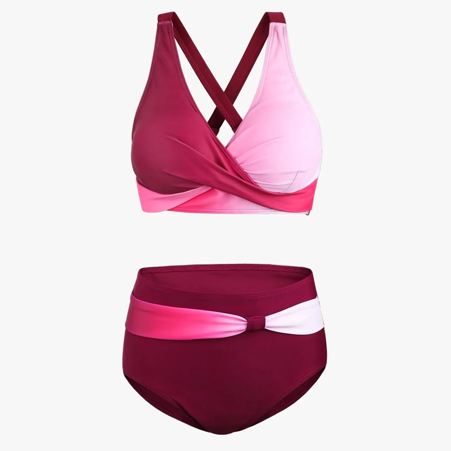 LCMTWX Bikini Sets for Women Swimwear Beach Women Solid Color Swimsuit Backless Swimwear Jumpsuit High Waisted Bathing 2