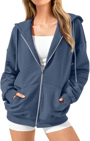 Lightweight Hoodies Tops Women Casual Jackets Zip Up Long Sleeve Sweatshirts with Pockets Fall Breathable Pullover