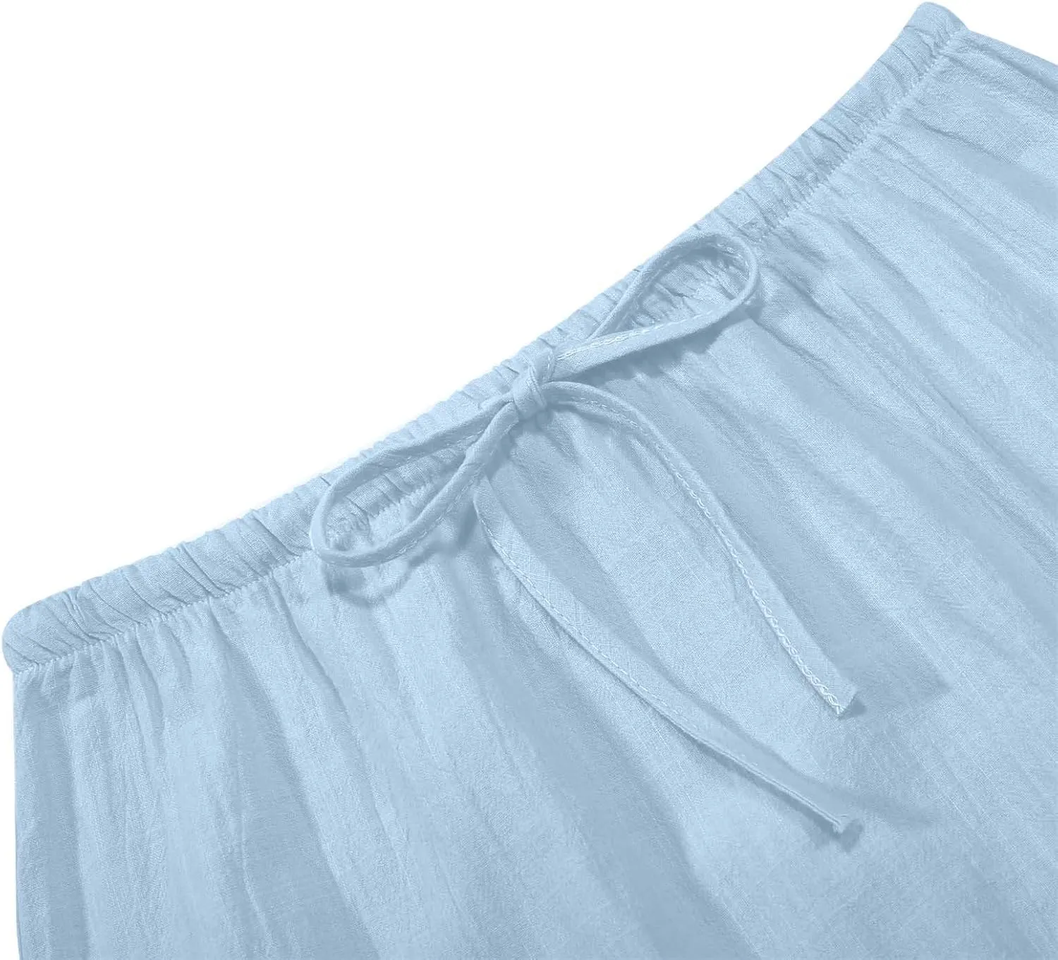 Linen Long Skirts for Women Summer Casual Flowy Skirts A Line Drawstring Waist Maxi Skirt Beach Vacation Skirt
