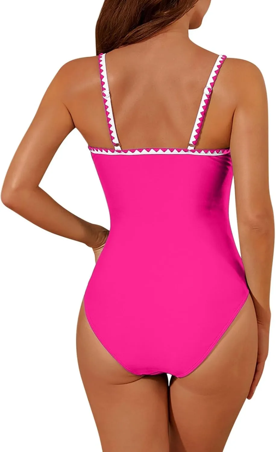 Lmdudan 2025 Women's One Piece Swimsuit Tummy Control Slimming Cheeky Bathing Suit Scoop Neck Backless Ruched Swimwear