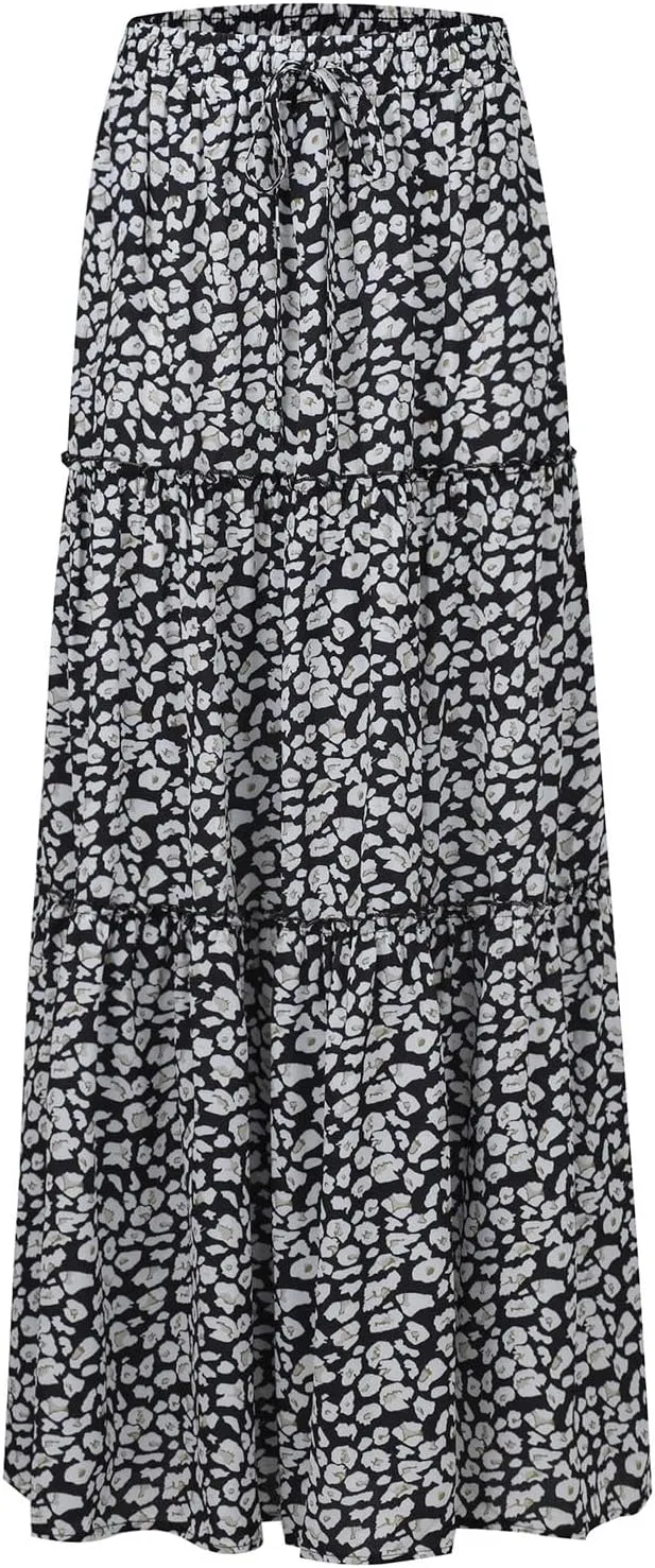 Long Skirts for Women Trendy, Flowy Long Skirts 2025 Summer Womens Boho Maxi Skirt with Pockets High Waisted
