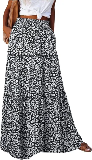 Long Skirts for Women Trendy, Flowy Long Skirts 2025 Summer Womens Boho Maxi Skirt with Pockets High Waisted