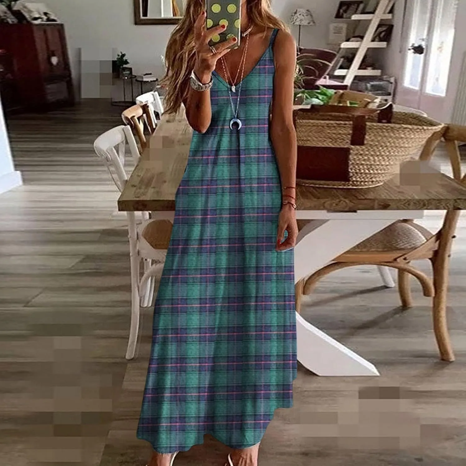 Long Sundresses for Women Summer Flowy Maxi Spaghetti Strap Sun Dresses Casual Boho Hippie Vacation Beach Dress