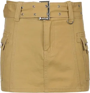Low Rise Cargo Mini Skirts for Women Sexy Pleated Mini Skirt Fashion Clubwear Streetwear Denim Mini Skirt