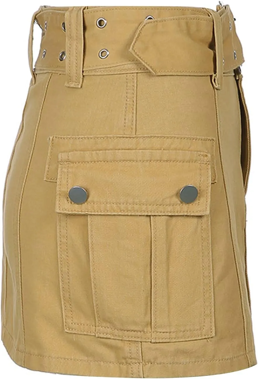 Low Rise Cargo Mini Skirts for Women Sexy Pleated Mini Skirt Fashion Clubwear Streetwear Denim Mini Skirt
