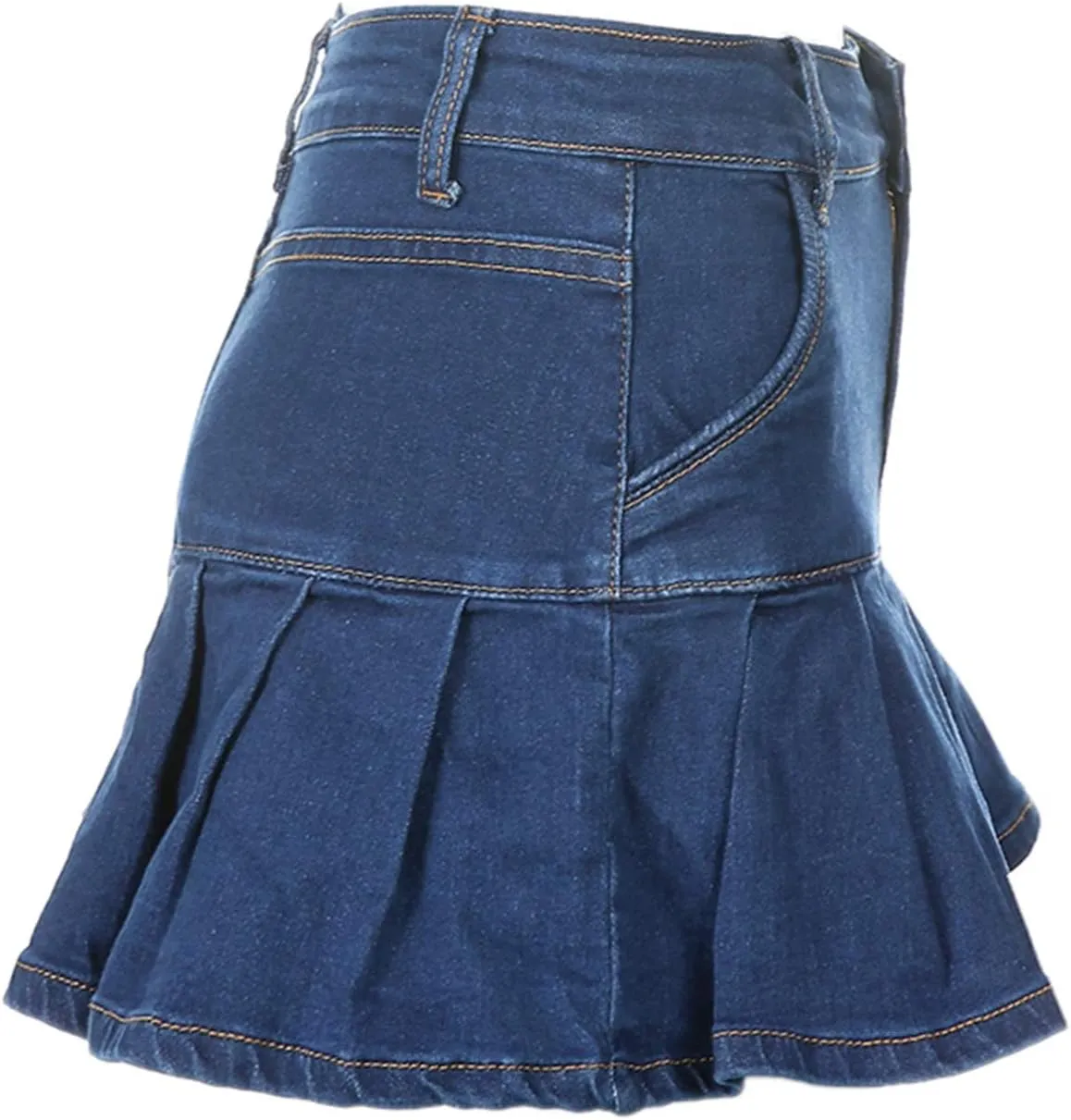 Low Rise Cargo Mini Skirts for Women Sexy Pleated Mini Skirt Fashion Clubwear Streetwear Denim Mini Skirt