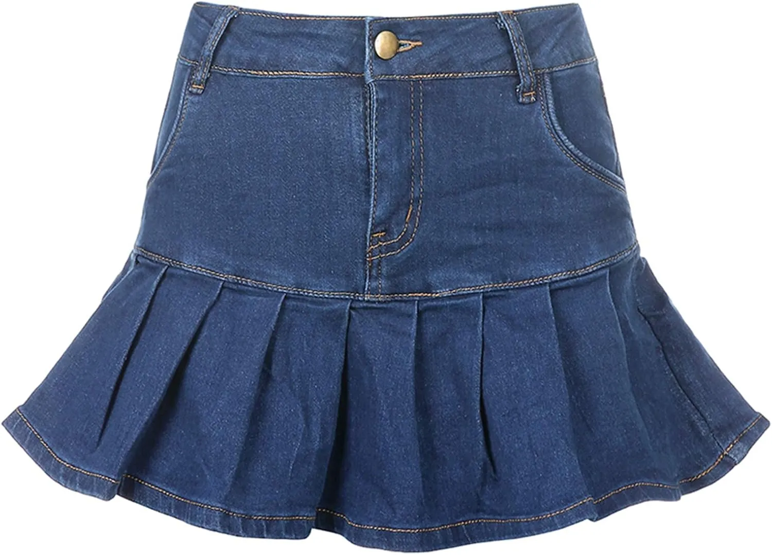 Low Rise Cargo Mini Skirts for Women Sexy Pleated Mini Skirt Fashion Clubwear Streetwear Denim Mini Skirt