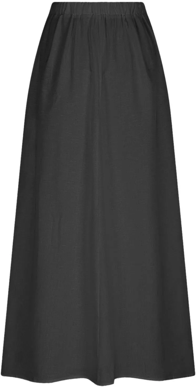 Maxi Skirts for Women 2025 Summer Plus Size High Waist A Line Long Travel Skirt with Pockets