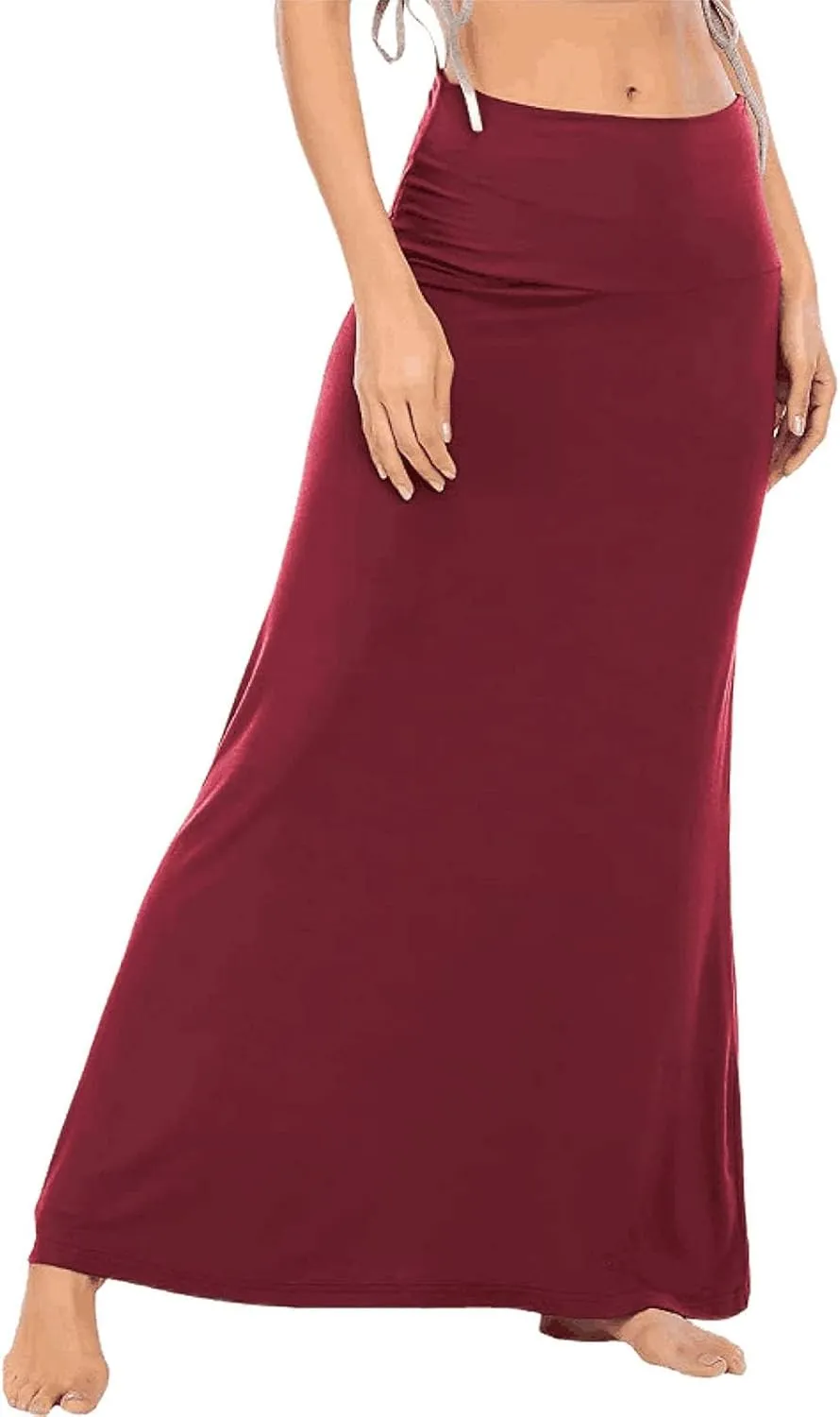 Maxi Skirts for Women 2025 Summer Ruched High Elastic High Waist Solid Color Flare A-Line Long Skirt