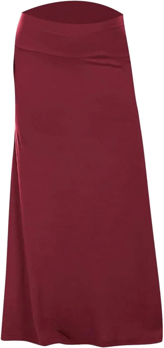 Maxi Skirts for Women 2025 Summer Ruched High Elastic High Waist Solid Color Flare A-Line Long Skirt