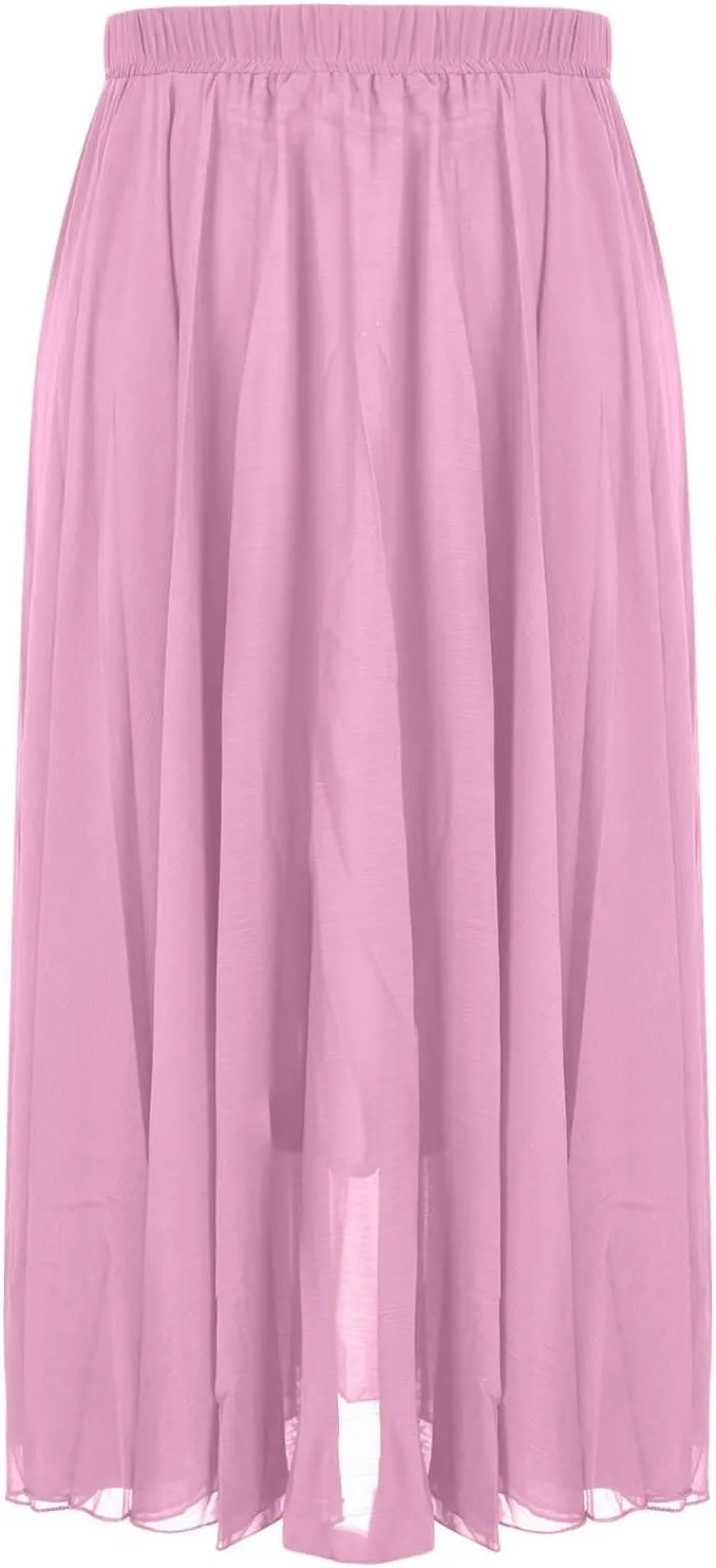 Maxi Skirts for Women Flowy Summer Skirt Elastic Waist Long Skirt Ankle Length Skirt Pleated Beach Skirt A Line Skirt