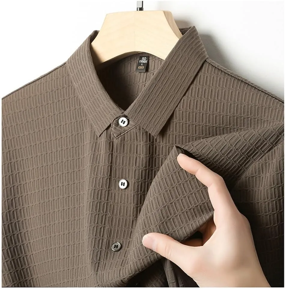 Men Summer Casual Shirt Short Sleeve Solid Color Comfortable Breathable Lightweight Versatile Shirts for Men